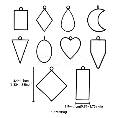 10Pcs Alloy Open Back Bezel Pendants PALLOY-YWC0002-02EB-1
