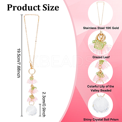 Glass & Resin Lily of the Valley Car Hanging Ornaments HJEW-DR00054-1