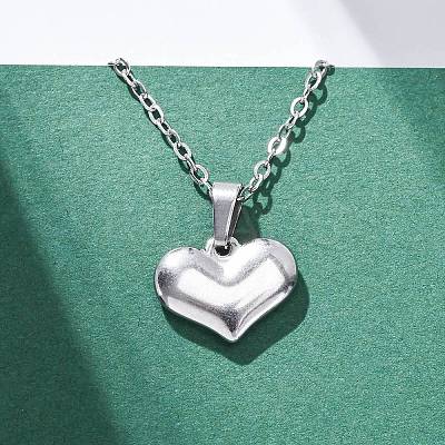 Heart 304 Stainless Steel Pendant Necklaces NJEW-H059-17P-1