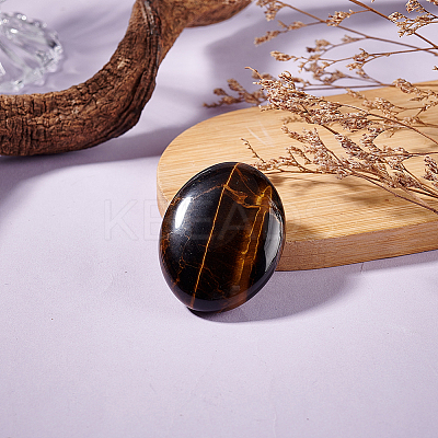 2Pcs  Natural Tiger Eye Palm Stones AJEW-GA0007-90A-1
