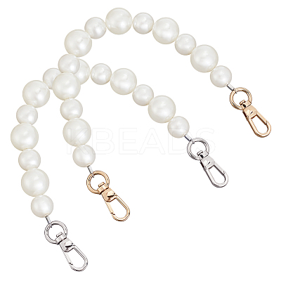 2Pcs 2 Colors Resin Imitation Pearl Bead Bag Straps FIND-PH0008-24B-1