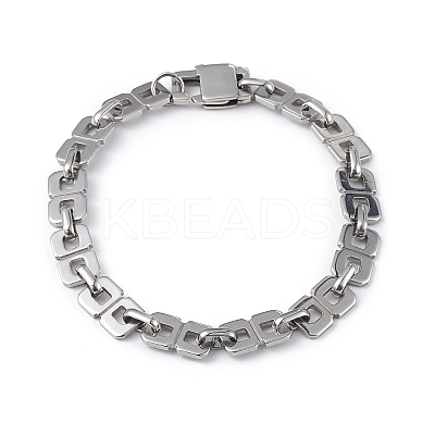 Non-Tarnish 304 Stainless Steel Oval & Rectangle Link Chain Bracelet for Men Women BJEW-G669-24P-1