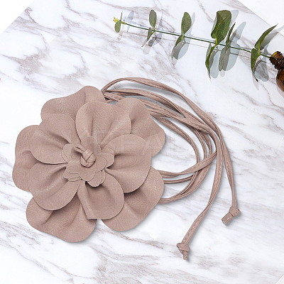 Flower PU Leather Wrap Waist Belts for Women AJEW-WH20816-058F-1