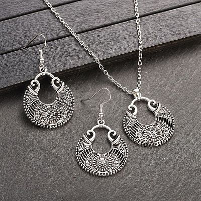 Bohemian Style Alloy Pendant Necklaces & Dangle Earrings Sets WG43411-01-1