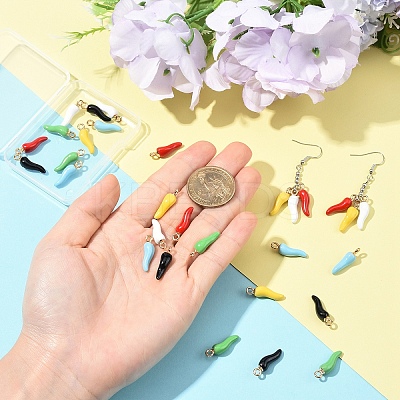 30Pcs 6 Colors Alloy Enamel Pendants ENAM-YW0005-78-1