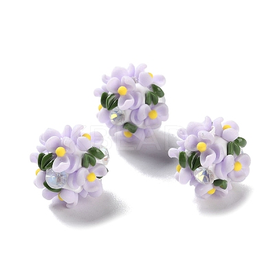 Luminous Polymer Clay Rhinestone Floral Ball Beads CLAY-U002-01D-1