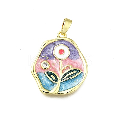 Brass Micro Pave Cubic Zirconia Pendants KK-K400-21A-G-1