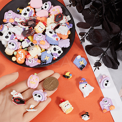 84Pcs 16 Styles Halloween Opaque Resin Decoden Cabochons CRES-SC0002-89-1