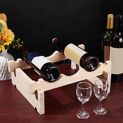 3 Bottle Wood Wine Bottle Rack ODIS-WH0043-21-1
