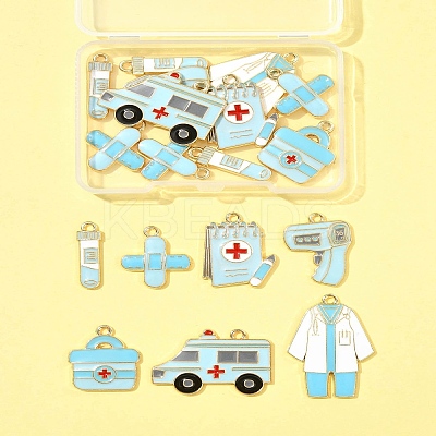 18Pcs 7 Styles Medical Theme Alloy Enamel Pendants FIND-FS0004-32B-1