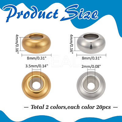 40Pcs 2 Styles Stainless Steel Beads STAS-ME0002-45-1