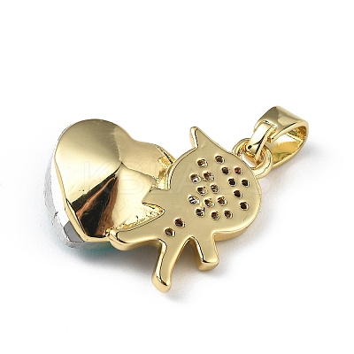Real 18K Gold Plated Rack Plating Brass Micro Pave Clear Cubic Zirconia Pendants KK-C015-21G-07-1