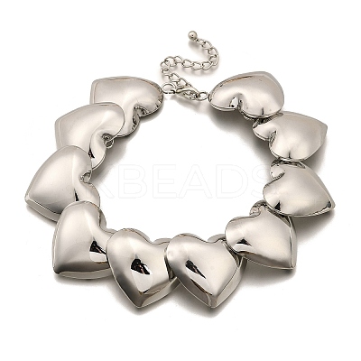 Iron 3D Heart Link Chain Choker Necklaces for Women NJEW-V003-02P-1