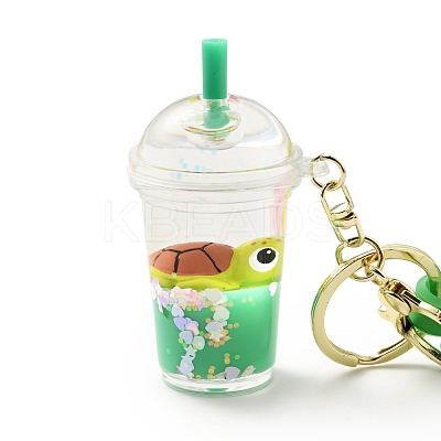 Floating Creative Cute Cartoon Liquid Filled Acrylic Cup Keychain KEYC-G052-02LG-1