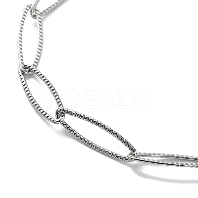 Non-Tarnish 304 Stainless Steel Horse Eye Link Chain Necklace NJEW-D045-07P-1
