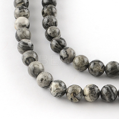 Natural Map Stone/Picasso Stone/Picasso Jasper Beads Strands G-S188-4mm-1