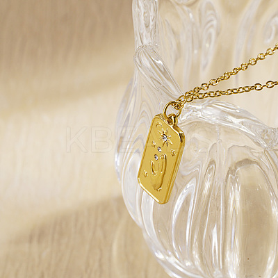 Bohemia Vintage Stainless Steel Crystal Rhinestone Tarot Card with Hand Star Moon Pendant Necklaces HG1148-1-1