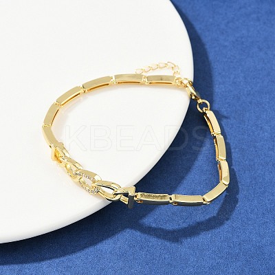 Brass Micro Pave Clear Cubic Zirconia Link Bracelets for Women BJEW-F504-05G-1