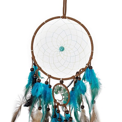 Iron Woven Web/Net with Feather Pendant Decorations AJEW-B017-07-1
