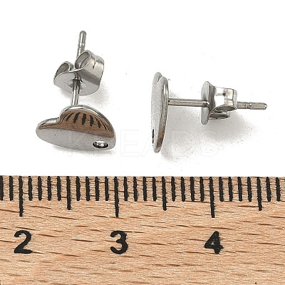 Non-Tarnish 304 Stainless Steel Heart Stud Earring Findings STAS-R063-37-1