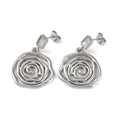 Flower 304 Stainless Steel Shell Stud Earrings EJEW-L283-041P-1