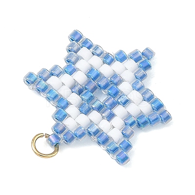 Glass Seed Beads Pendants PALLOY-MZ01457-01-1
