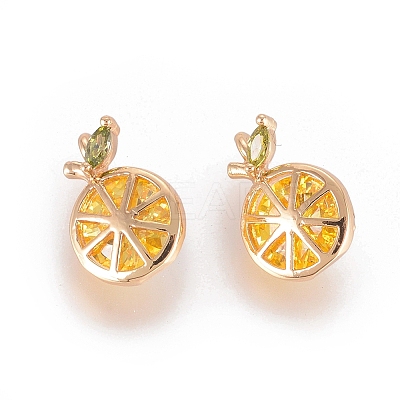 Brass Cubic Zirconia Charms X-KK-S348-323-1