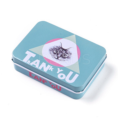 Cat Pattern Tinplate Empty Boxes CON-WH0073-15G-1