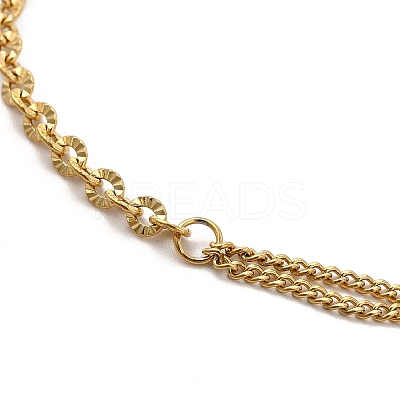 Ion Plating(IP) 304 Stainless Steel Oval & Curb Chain Bracelet for Women BJEW-G667-13G-1