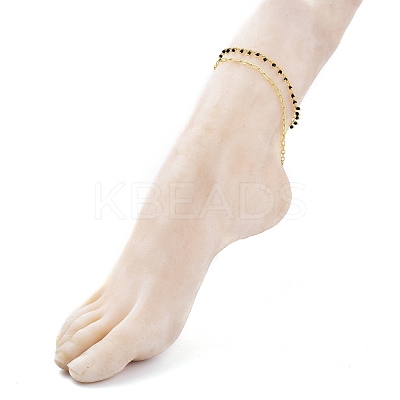 2 Layered Brass Curb Chains Anklets AJEW-AN00311-02-1