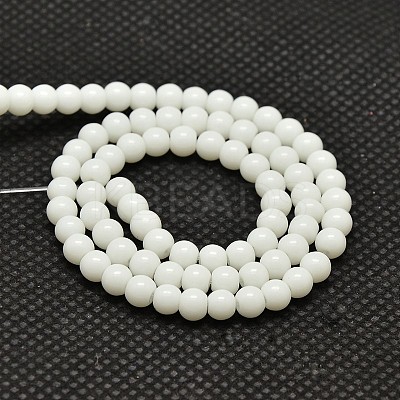 Opaque Solid Color Glass Round Beads Strands GLAA-F032-8mm-01-1