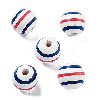 Independence Day Theme Wood European Beads WOOD-M011-07D-1