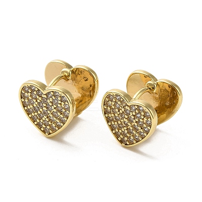 Golden Brass Micro Pave Cubic Zirconia Hoop Earrings EJEW-C073-04A-G-1