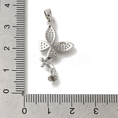 Rack Plating Brass Micro Pave Clear Cubic Zirconia Pendant KK-H485-34P-1