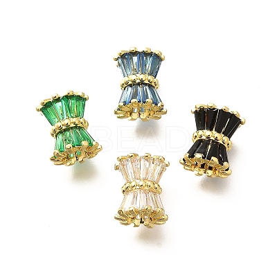 Rack Plating Column Brass Micro Pave Clear Cubic Zirconia European Beads KK-Q040-12G-1