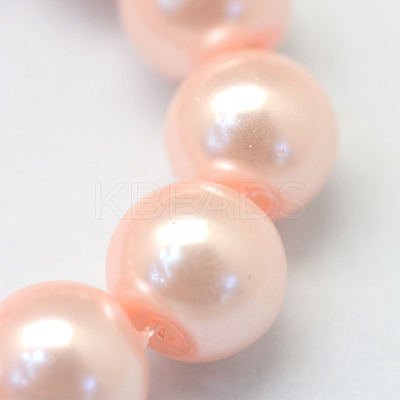 Baking Paint Pearlized Glass Pearl Round Bead Strands X-HY-Q330-8mm-05-1