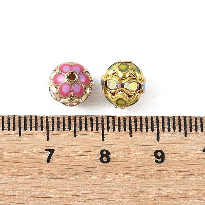 Brass & Alloy & Rhinestone Enamel Beads RB-CBA973B-11A-G-1