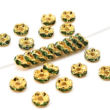 Brass Grade A Rhinestone Spacer Beads RSB028NF-10G-1