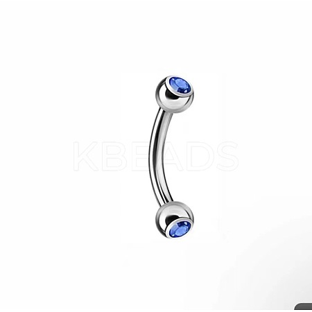 Round 304 Stainless Steel Rhinestone Eyebrow Curved Barbell Rings WGCF9EA-08-1