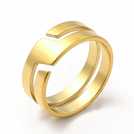 Ion Plating(IP) 304 Stainless Steel Cuff Ring for Women RJEW-B027-16G-1