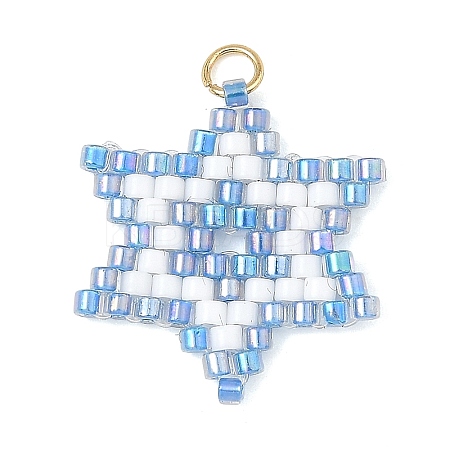 Glass Seed Beads Pendants PALLOY-MZ01457-01-1