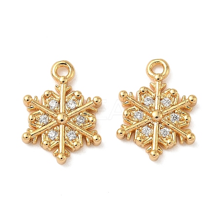 Christmas Brass Micro Pave Clear Cubic Zirconia Charms LS-KK-B160-41G-02-1