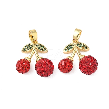 Brass Polymer Clay Pave Rhinestone Pendants KK-B139-14G-1