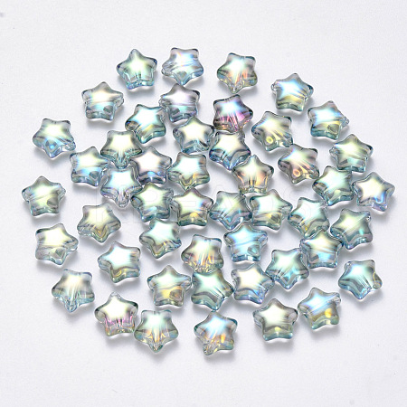 Transparent Spray Painted Glass Beads GLAA-R211-04-G01-1