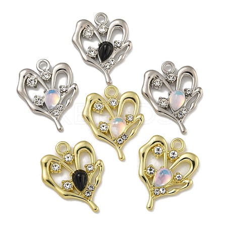 Rack Plating Alloy Rhinestone Pendants PALLOY-F312-24G-1