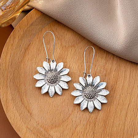 Sunflower Bohemian Style Zinc Alloy Hoop Earrings FS-WG9CCFB-09-1