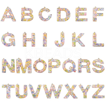 26Pcs 26 Styles Transparent Epoxy Resin Pendants CRES-YW0002-28E-1