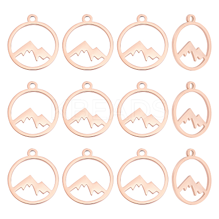 12Pcs Ion Plating(IP) 201 Stainless Steel Laser Cut Pendants STAS-UN0033-10-1