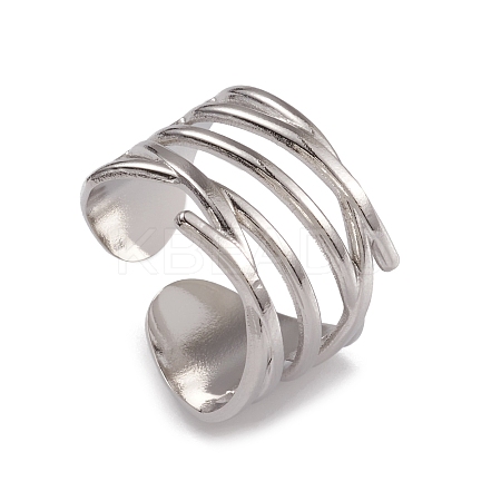 Non-Tarnish 304 Stainless Steel Hollow Out Open Cuff Rings for Women RJEW-G285-20P-1