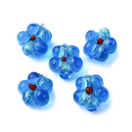 Handmade Silver Foil Glass Lampwork Beads FOIL-T001-02H-1